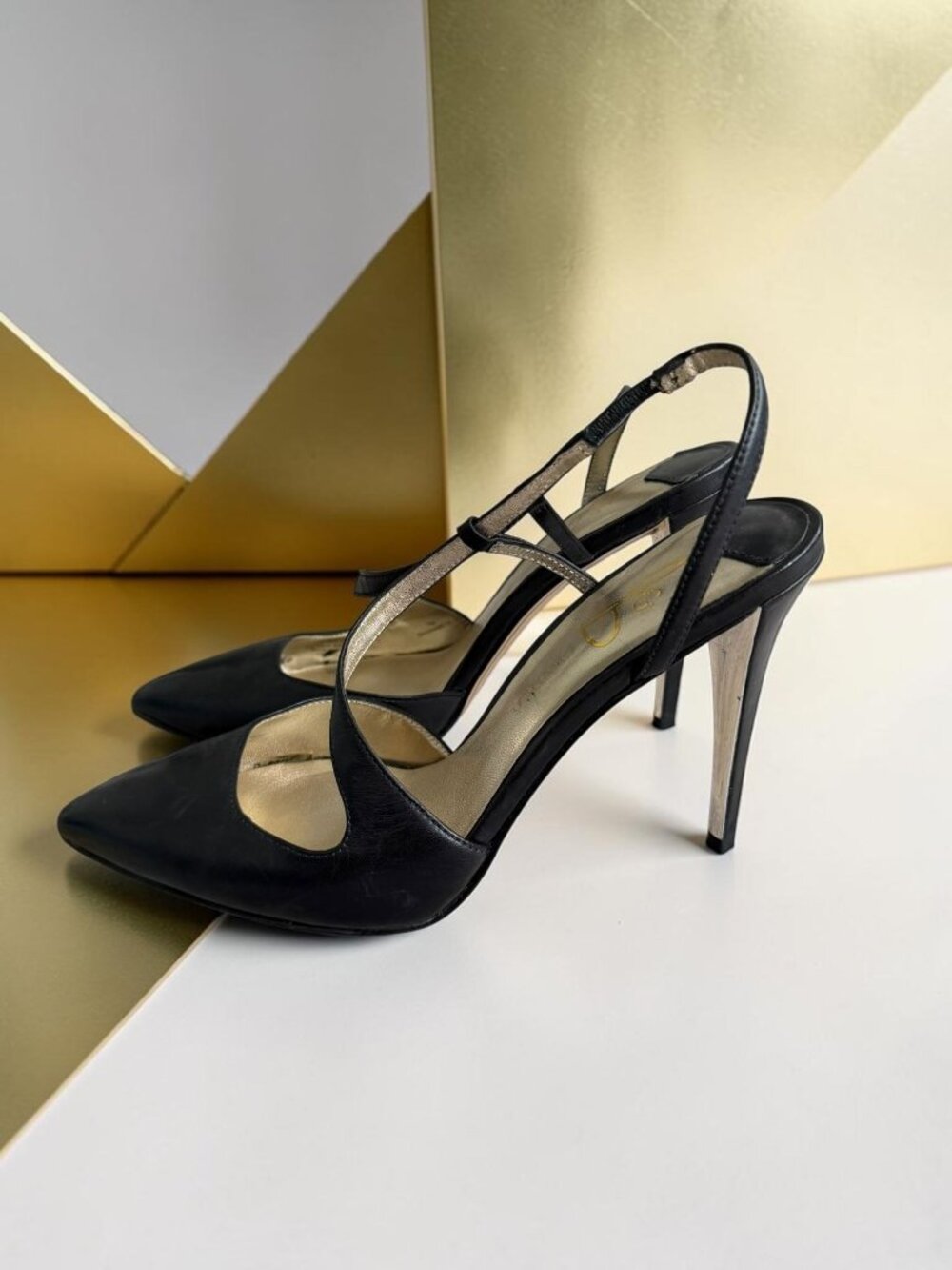 CIRCA JOAN & DAVID Black Leather Mules Heels Size 7
